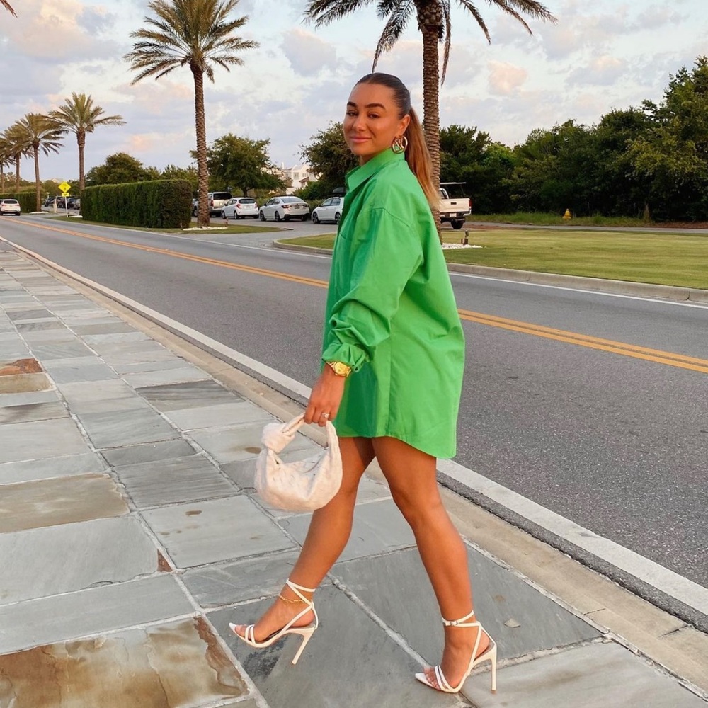 Amazon Green Button Down Shirt for Women